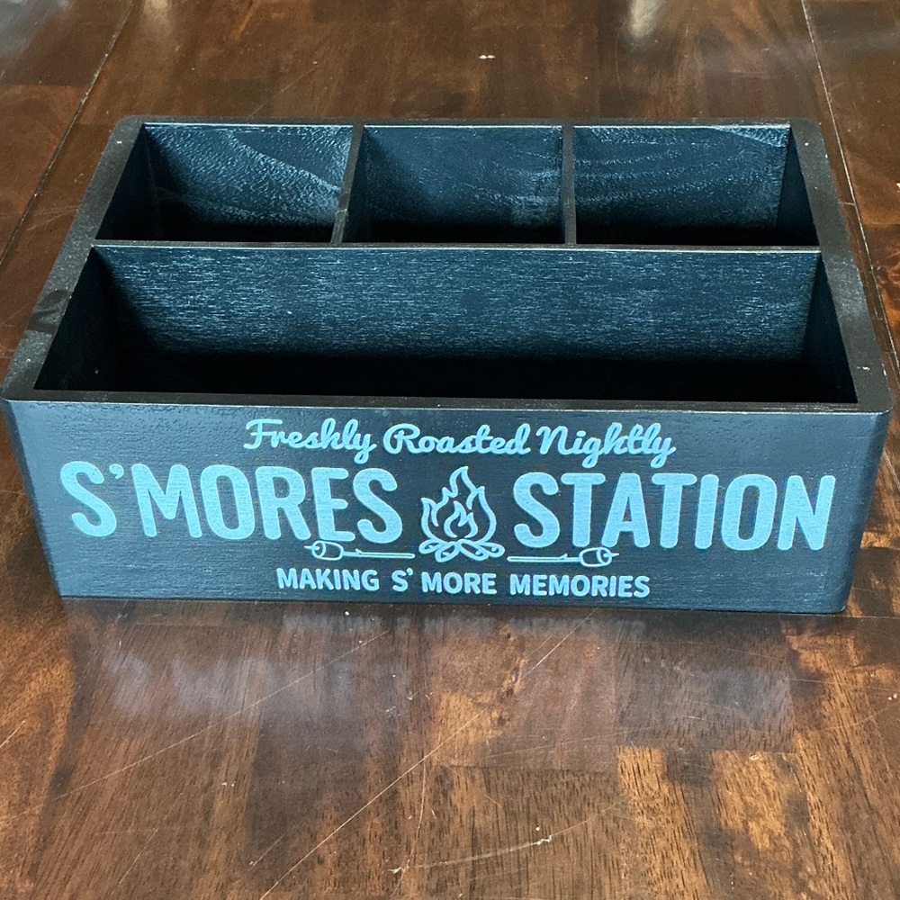 Wooden Black S'mores Station Organizer NWOT